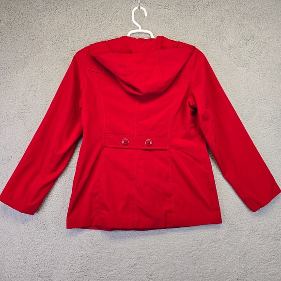 Croft Barrow Jacket Women M Red Double Breasted Softshell Peacoat Preppy Coastal - Picture 2 of 9